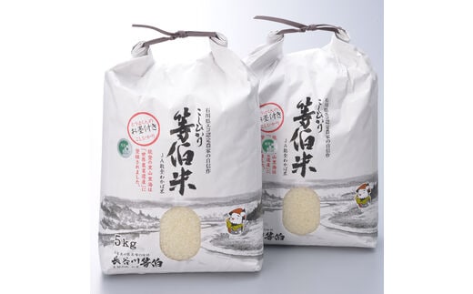 令和7年産 等伯米こしひかり10kg(5kg×2袋) ｜ 世界農業遺産に認定された『能登の里山里海』で育まれたお米 石川県 七尾市 能登 ※2025年12月中旬頃より順次発送予定