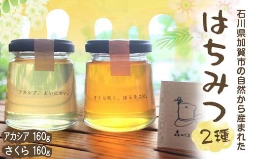 石川県産はちみつ あかしあ160g×さくら160g ハチミツ 蜂蜜 加工品 調味料 食品 F6P-2818
