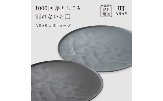 ARAS 大皿ウェーブ 2枚セット【カラー：グレー&グリーングレー】27cm 大皿 プレート 割れない 保証付き ARAS エイラス 色が選べる 皿 食器 うつわ 贈り物 ギフト 3万円 30000円 F6P-2594