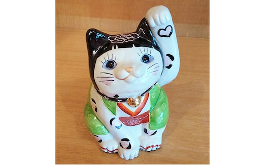 九谷LOVE招き猫「ゆっきー姫 7号」左手あげ 民芸品 工芸品 