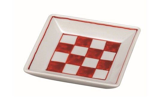 九谷焼 3号皿・赤絵石畳 5枚セット a01 民芸品 工芸品 焼き物 食器
