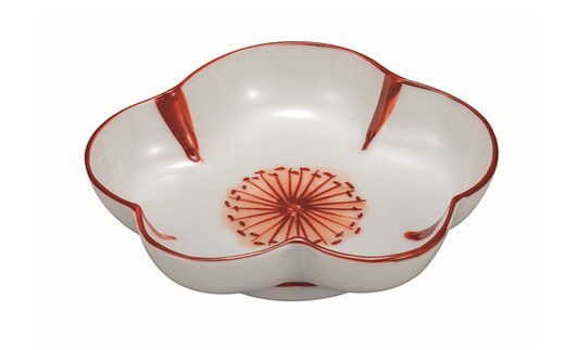 九谷焼 3.5号皿・赤絵花文 5枚セット a01 民芸品 工芸品 焼き物 食器