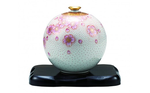 九谷焼 4号花瓶・金襴手桜