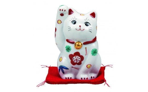 九谷焼 3.5号招き猫 松竹梅（布団付） a05