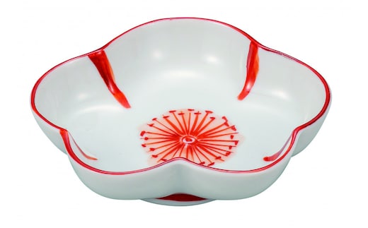 九谷焼 3.5号皿・赤絵花文 5枚セット a01 民芸品 工芸品 焼き物 食器