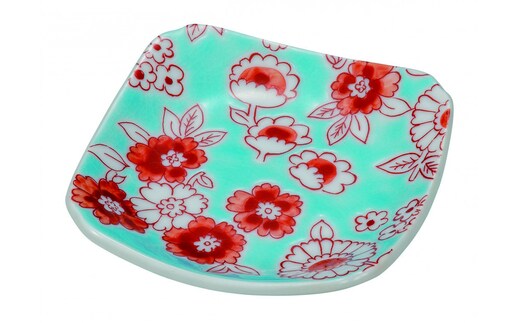 九谷焼 3号皿・フラワーシャワー水色 5枚セット a01 民芸品 工芸品 焼き物 色鮮や 食器