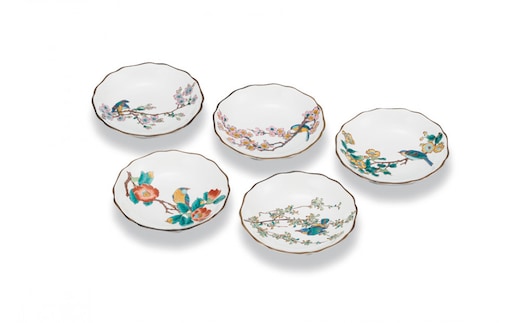 4号皿揃 花鳥絵変わり