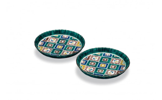 ペア5.5皿 石畳の図 民芸品 工芸品 雑貨 食器 丸皿 お皿 プレート キッチン雑貨 キッチン用品