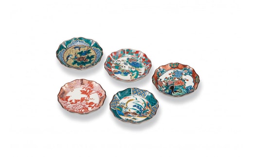 九谷焼 3.5号皿揃 歴代画（5枚セット） a01 焼き物 民芸品 工芸品