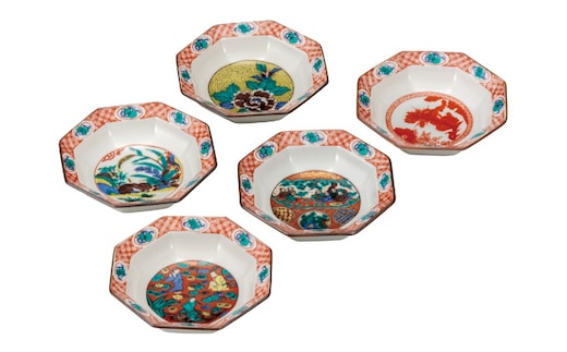 九谷焼 3.2号皿揃 時代絵 （5枚セット）a01 工芸品 