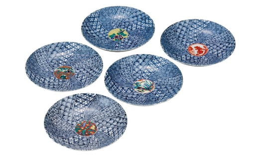 九谷焼 5.2号皿揃 時代画 （5枚セット）a01 食器 キッチン雑貨 キッチンアイテム 雑貨 小物 お皿 丸皿 食卓 テーブルコーディネート 