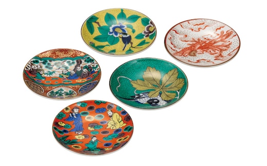 九谷焼 3.2号皿揃 時代絵 （5枚セット）a01 工芸品 