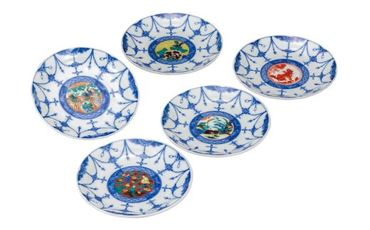 九谷焼 5.2号皿揃 時代絵 （5枚セット）a01 工芸品 