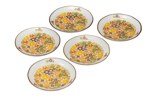 九谷焼 4.5号皿揃 花詰 （5枚セット）a01 食器 キッチン雑貨 キッチンアイテム 雑貨 小物 お皿 丸皿 食卓 テーブルコーディネート 