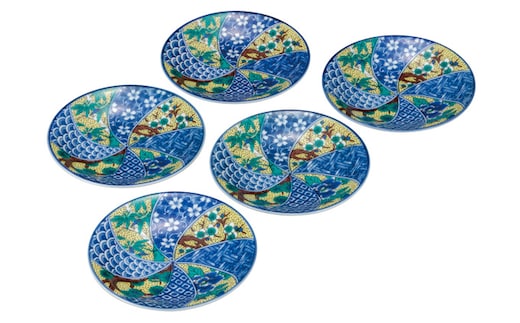 九谷焼 5.5号皿揃 吉田屋松竹梅 （5枚セット）a01 食器 キッチン雑貨 キッチンアイテム 雑貨 小物 お皿 丸皿 食卓 テーブルコーディネート 