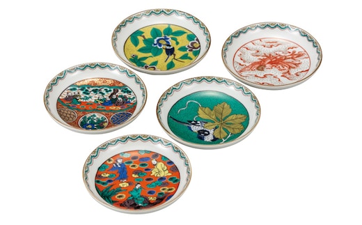 九谷焼 4.2号皿揃 時代絵 （5枚セット）a01 工芸品 
