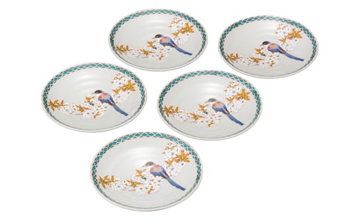 九谷焼 5.2号皿揃 花鳥 （5枚セット）a01 食器 キッチン雑貨 キッチンアイテム 雑貨 小物 お皿 丸皿 食卓 テーブルコーディネート 普段使い 贈り物 