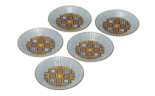 九谷焼 5.2号皿揃 石畳 （5枚セット）a01 食器 キッチン雑貨 キッチンアイテム 雑貨 小物 お皿 丸皿 食卓 テーブルコーディネート 