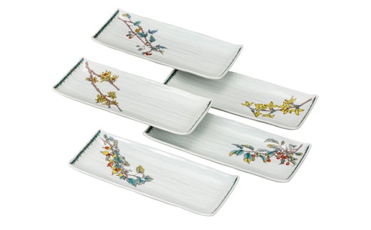 九谷焼 9号皿揃 果実絵変り （5枚セット）a01 食器 キッチン雑貨 キッチンアイテム 雑貨 小物 お皿 角皿 食卓 テーブルコーディネート 普段使い 贈り物 