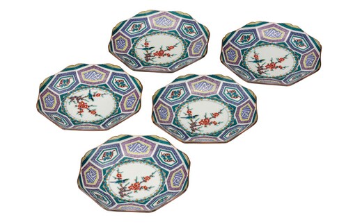 九谷焼 5号皿揃 古九谷風 （5枚セット）a01 食器 キッチン雑貨 キッチンアイテム 雑貨 小物 お皿 食卓 テーブルコーディネート 