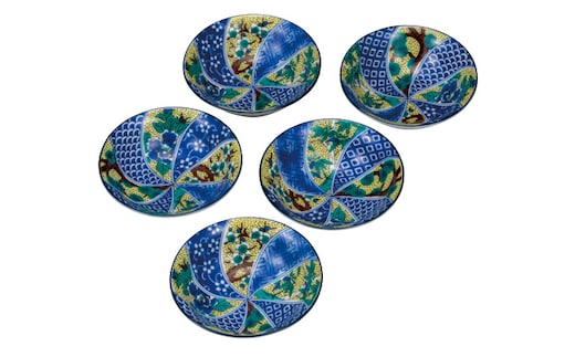 九谷焼 4.8号小鉢揃 吉田屋松竹梅 （5枚セット）a01 食器 キッチン雑貨 キッチンアイテム 雑貨 小物 お皿 小皿 食卓 テーブルコーディネート 