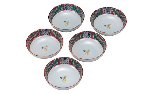 九谷焼 4号小鉢揃 うさぎ a01 食器 キッチン雑貨 キッチンアイテム 雑貨 小物 お皿 小皿 食卓 テーブルコーディネート 