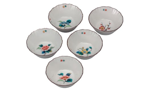 九谷焼 3.5号小鉢揃 草花絵変り a01 食器 キッチン雑貨 キッチンアイテム 雑貨 小物 お皿 小皿 食卓 テーブルコーディネート 