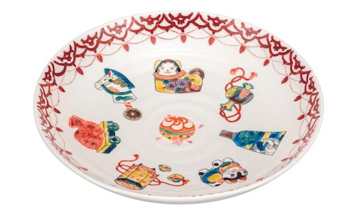 九谷焼 9号盛皿 玩具尽くし a01 双鳩窯 食器 キッチン雑貨 キッチンアイテム 雑貨 お皿 食卓 テーブルコーディネート 盛り付け 