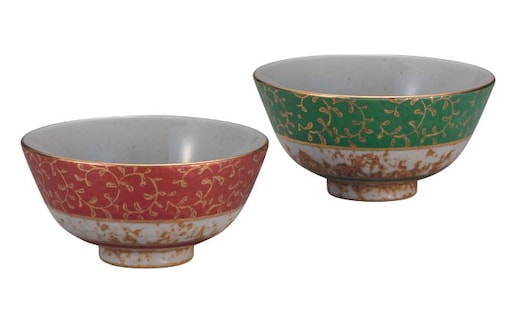 九谷焼 組飯碗 金唐草 a02 食器 キッチン雑貨 キッチンアイテム 雑貨 食卓 テーブルコーディネート ペア茶碗 夫婦茶碗 