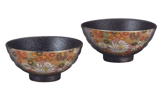 九谷焼 組飯碗 金花詰 a02 食器 キッチン雑貨 キッチンアイテム 雑貨 食卓 テーブルコーディネート ペア茶碗 夫婦茶碗 