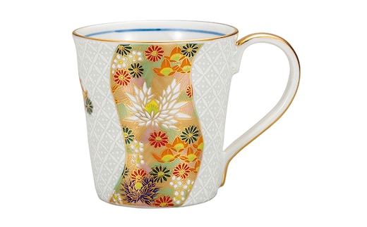 九谷焼 マグカップ 七宝金花詰 a04 