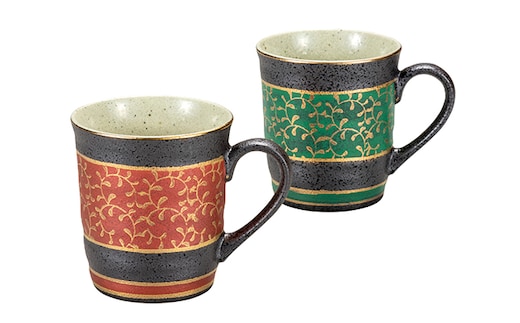 九谷焼 ペアマグカップ 金唐草 a04 