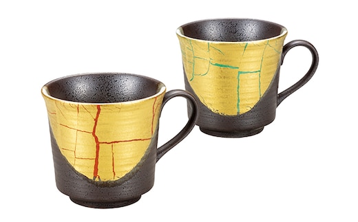 九谷焼 ペアマグカップ 金箔彩 a04 