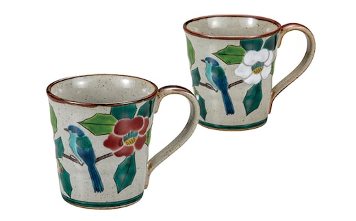 九谷焼 ペアマグカップ 椿に鳥 a04 