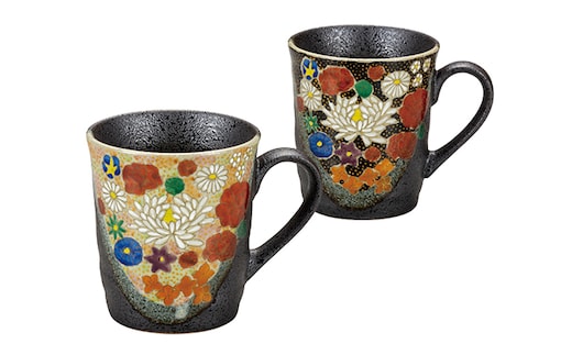 九谷焼 ペアマグカップ 花詰 a04 