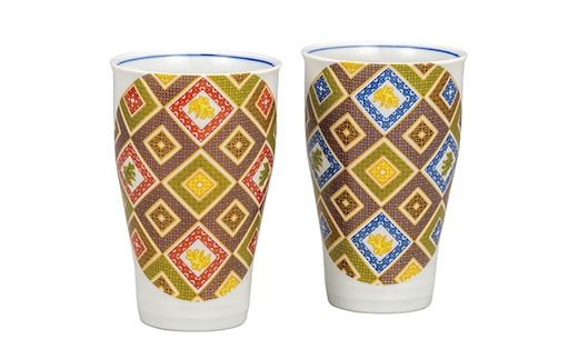 九谷焼 ペアフリーカップ 石畳 a04 