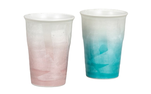 九谷焼 ペアフリーカップ 銀彩 a04 