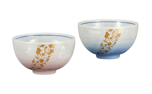 九谷焼 組飯碗 銀彩金チラシ a02 