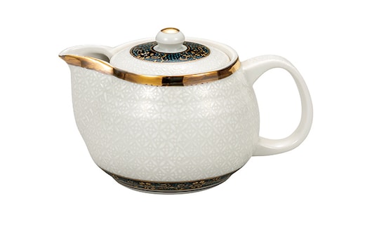 九谷焼 ポット急須 白七宝 （網付） a03 