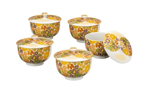 九谷焼 蓋付汲出揃 花詰 a03 