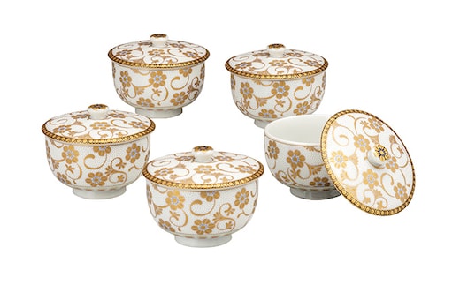 九谷焼 蓋付汲出揃 鉄仙紋 a03 