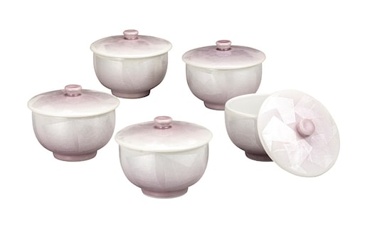 九谷焼 蓋付汲出揃 銀彩紫 a03 