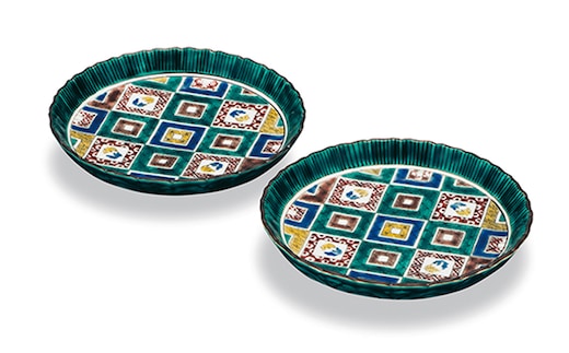 ペア5.5皿 石畳の図 民芸品 工芸品 雑貨 食器 丸皿 お皿 プレート キッチン雑貨 キッチン用品 