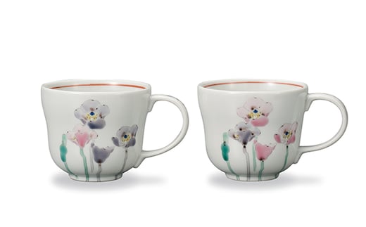ペアマグカップ ポピー 大志窯 民芸品 工芸品 雑貨 キッチン雑貨 キッチン用品 食器 コップ 花 