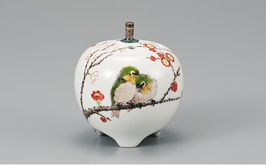 3号香炉 紅白梅に鳥 中村陶志人 民芸品 工芸品 雑貨 日用品 インテリア 香り 小物 