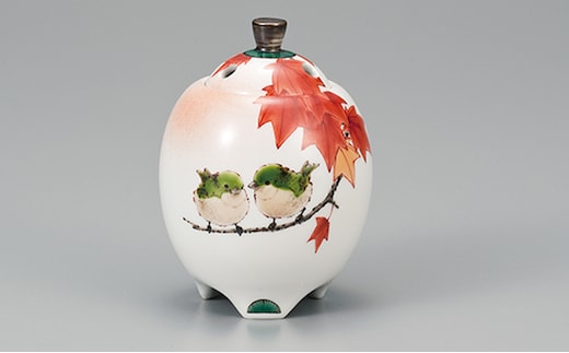 3.5号香炉 紅葉に鳥 中村陶志人 民芸品 工芸品 雑貨 日用品 インテリア 香り 小物 