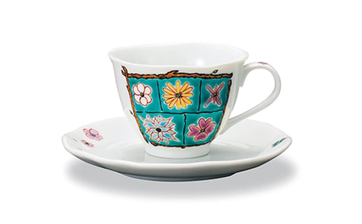 カップ&ソーサー フラワーBox グリーン 岩田玲子 民芸品 工芸品 ティーカップ コーヒー 紅茶 食器 キッチンアイテム キッチン雑貨 