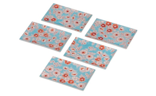 九谷焼 5.2号皿揃・フラワーシャワー(5枚組)