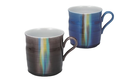 九谷焼 ペアマグカップ・釉彩 虹河