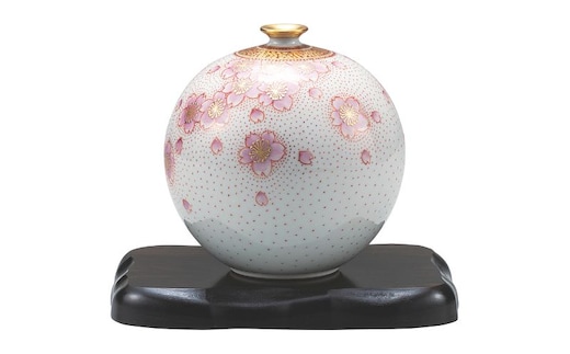 九谷焼 4号花瓶・金襴手桜